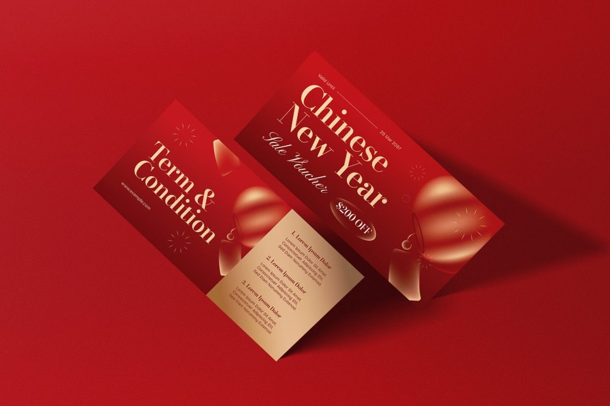 Chinese New Year Sale Voucher, a Card Template by graphicook (Photo 3 of 3)