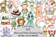Mint and Pink Christmas Clipart, an Illustration by CitraGraphics (Thumbnail 1 of 5)