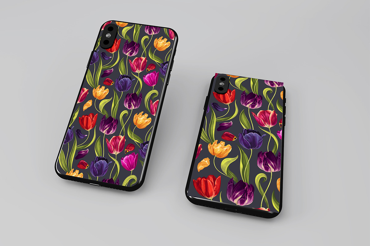Multicolored Tulips Vector Pattern, a Pattern Graphic by MarynaPetrovska (Photo 10 of 13)