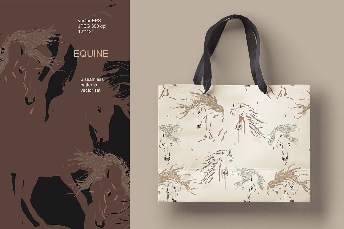Horses vector seamless set, a Pattern Graphic by PatternsBlooming (Photo 3 of 6)