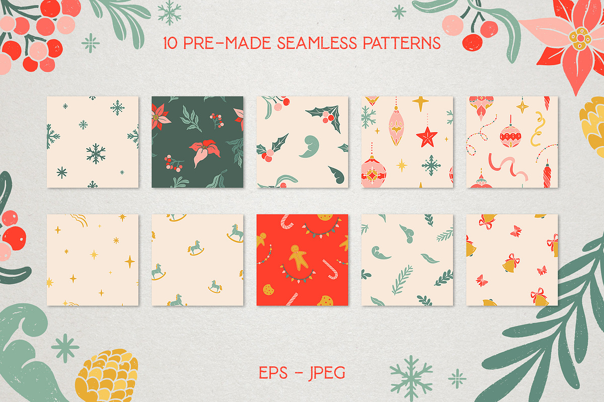 Christmas Retro collection., a Decorative Illustration by ElenKoss (Photo 5 of 15)