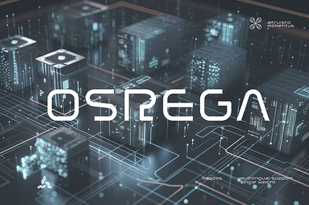 Osrega Tech Font, a Sans Serif Font by baqoos