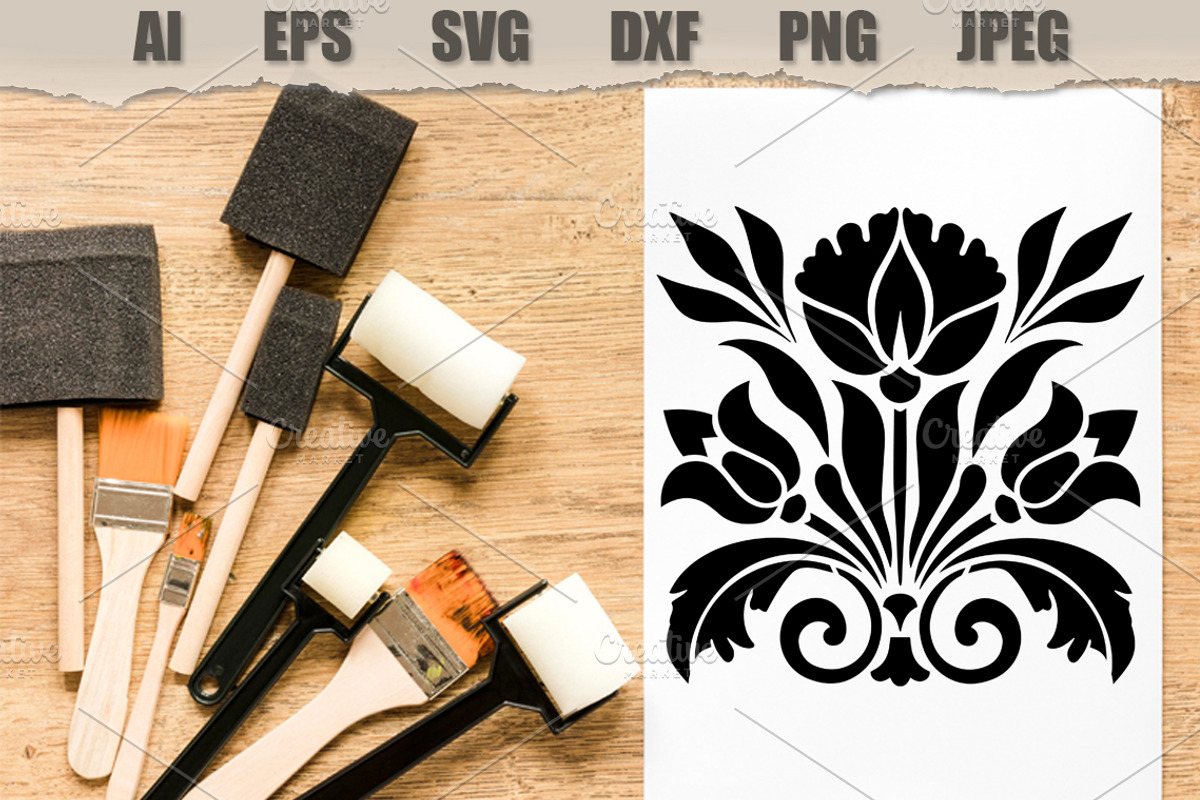 Stencil Floral Ornament Vector, a Decorative Illustration by MARYCRAFTIRIA (Photo 2 of 3)