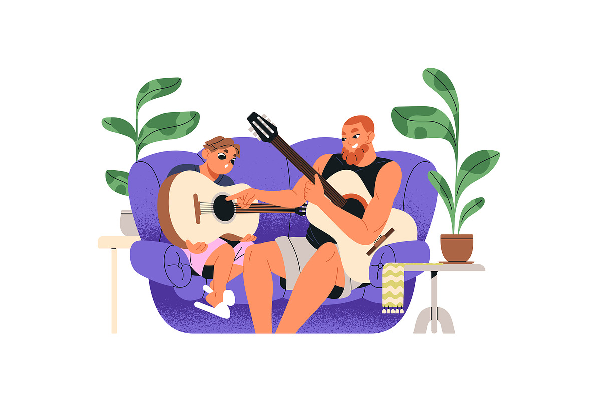 Father spending time with kids set, a Person Illustration by PaperTrident (Photo 6 of 9)
