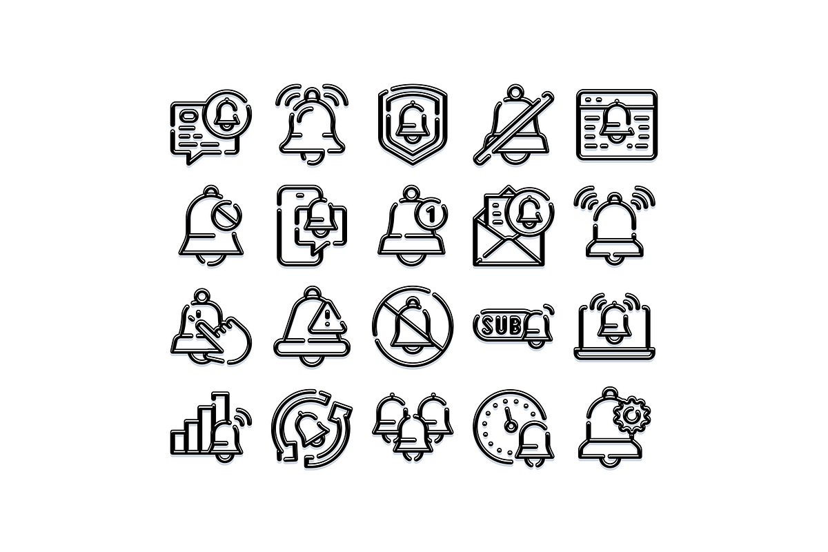 Notification bell icons set for, an Object Graphic by pikepicture (Photo 1 of 3)