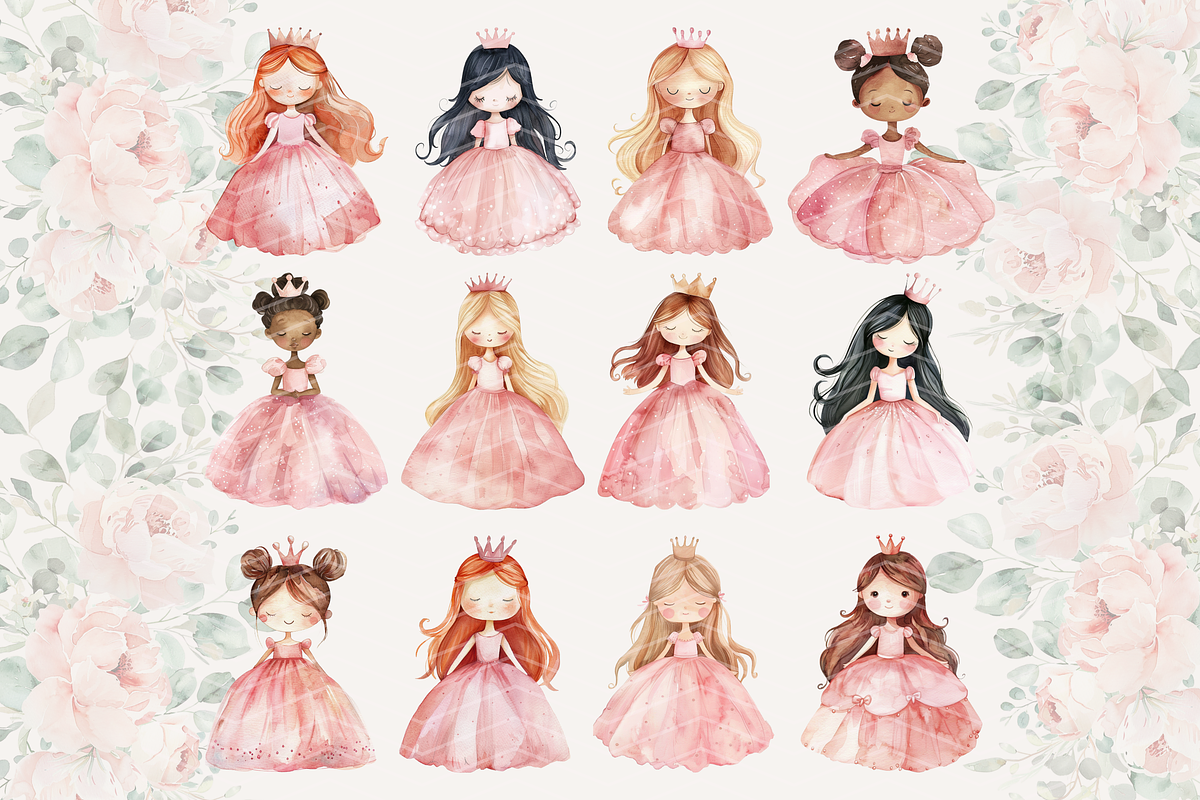 Pink Princess Clipart, Dragons, a Person Illustration by ClipArtCharm (Photo 2 of 6)