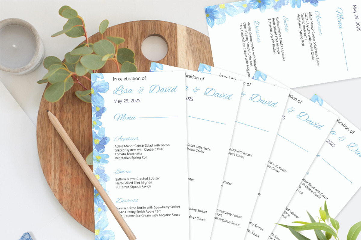 Blue Flower Watercolor Wedding Suite, an Invitation Template by Love Design (Photo 8 of 13)