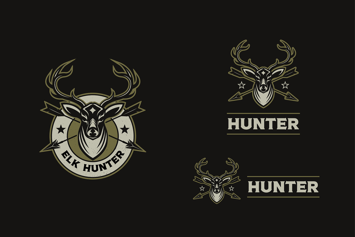Hunter elk logo vector set, a Branding & Logo Template by DOMHOUZE