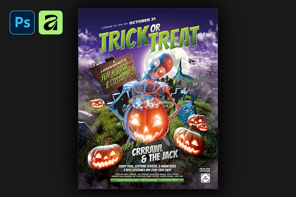 Fun Horror Halloween Party Flyer, a Flyer Template by Bornx Design (Photo 1 of 5)
