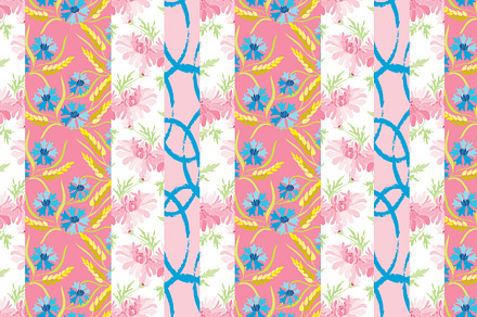 Cornflower and Chrysanthemum Pattern