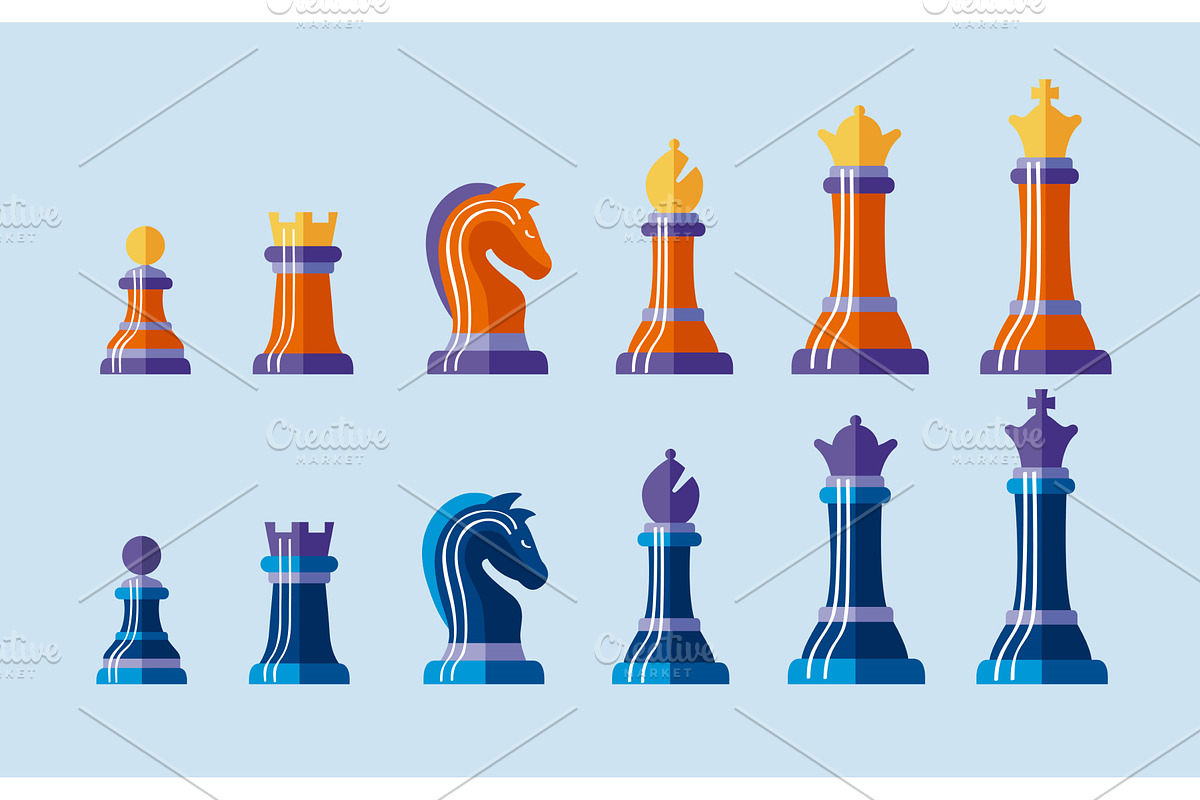 twelve chess pieces, an Object Illustration by studiogstock