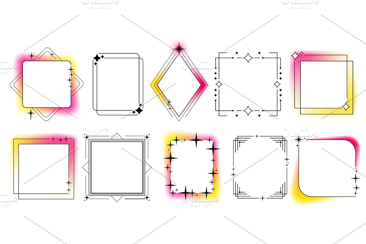 Geometric frames with gradient, an Illustration by art PVP - market