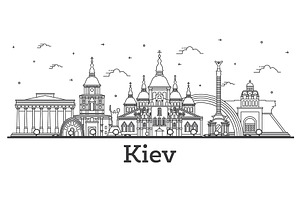 Outline Kiev Ukraine City Skyline