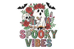 Mexican Ghost Espooky Vibes PNG, an Illustration by CraftArtStudio