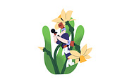 Tiny women with big flowers set, a Person Illustration by PaperTrident (Thumbnail 5 of 5)