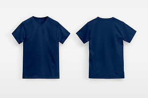 Blue Basic V-Neck T-Shirt Man