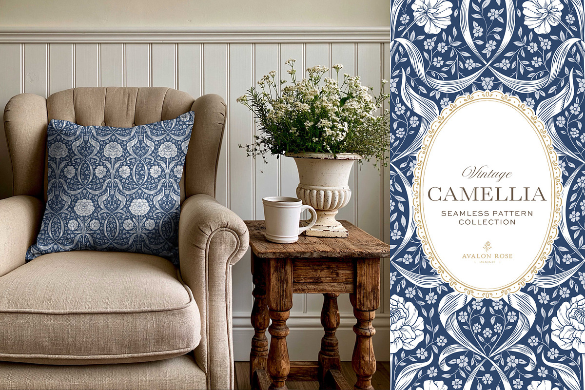 Arts & Crafts Floral Patterns Cobalt, a Pattern Graphic by Eclectic Anthology (Photo 8 of 10)