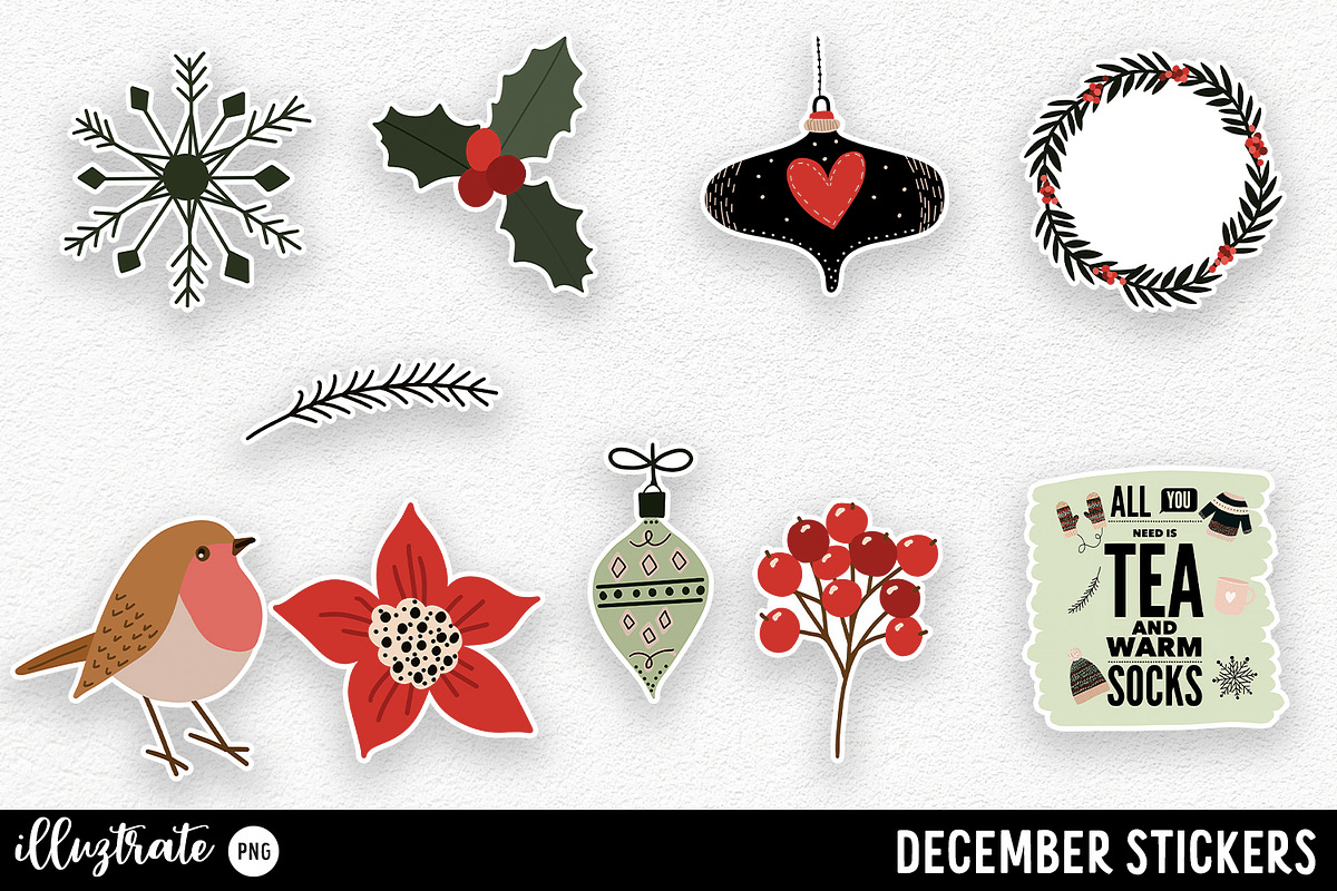 December Stickers for Cricut, an Illustration by illuztrate (Photo 5 of 9)