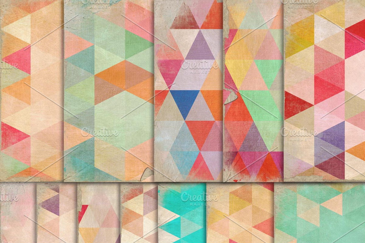Shabby Worn Triangle Digital Papers preview 4