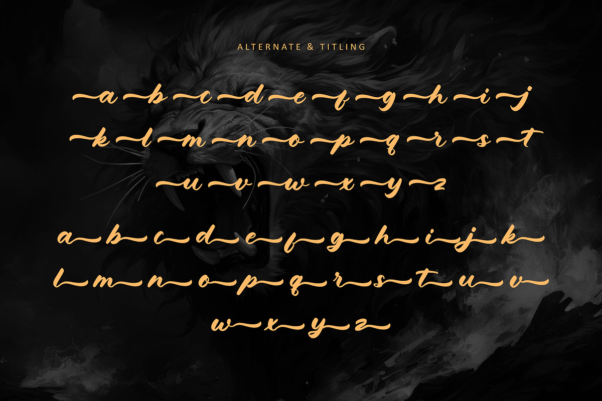 Roaring Majesty, a Script Font by Letterara (Photo 9 of 11)