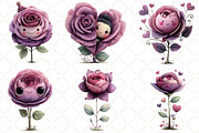 Quirky Valentine Rose Flower Clipart, an Illustration by Black Bird Studio (Thumbnail 5 of 6)
