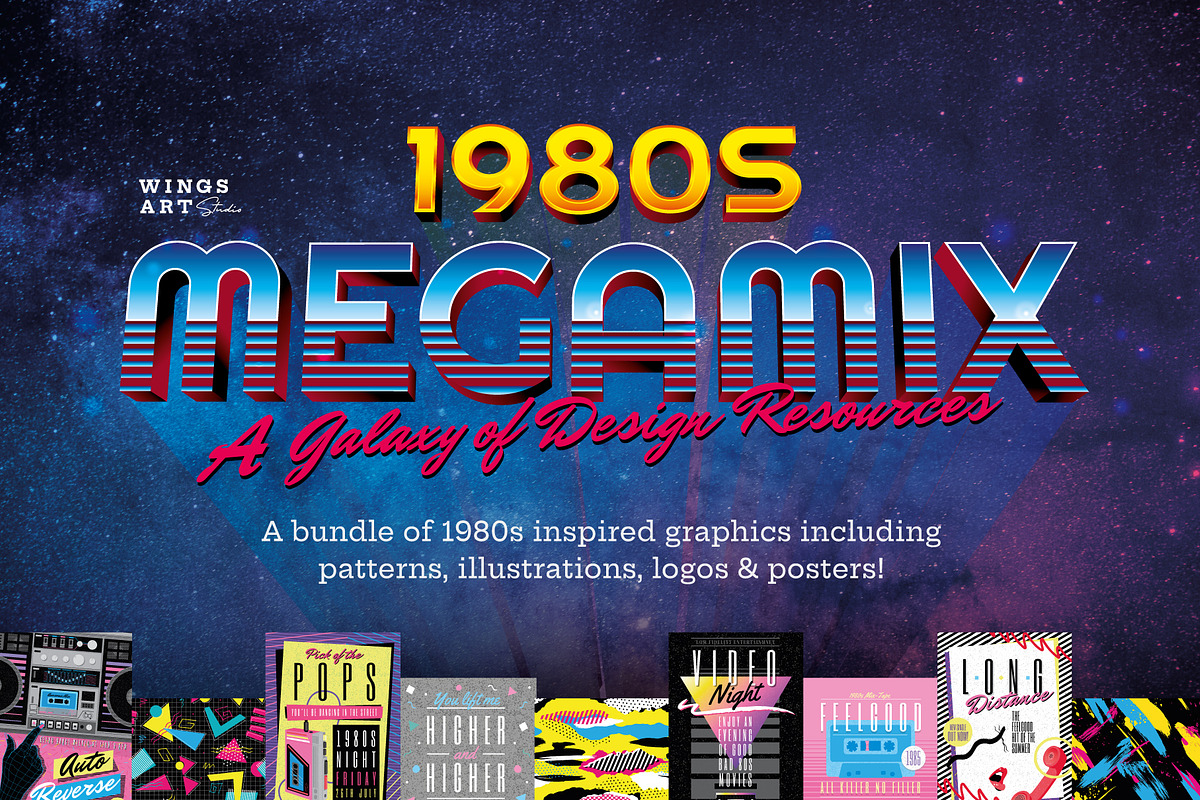 The Complete 1980s Graphics Bundle!, a Texture Illustration by Wingsart Studio (Photo 1 of 9)