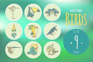 Set of hand drawn vector birds