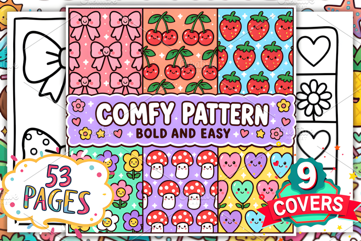 Comfy Patterns Bold Easy Coloring, a Pattern Graphic by Coco Bloom (Photo 1 of 4)