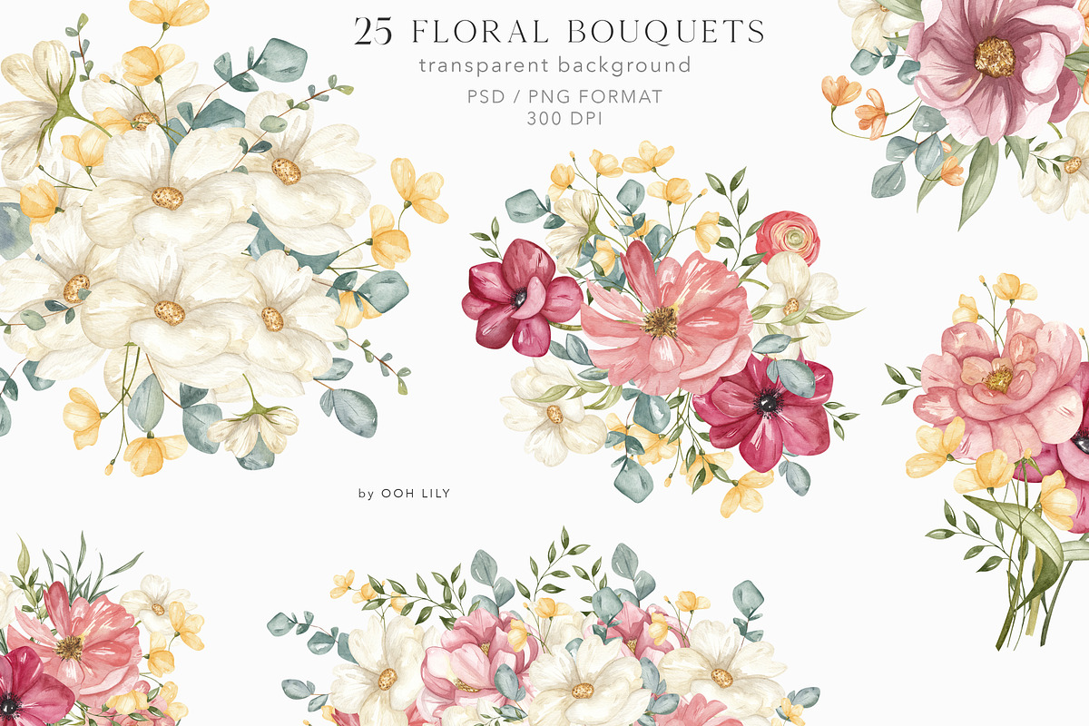HONEY FLOWERS. watercolor collection, a Decorative Illustration by Ooh Lily (Photo 3 of 15)
