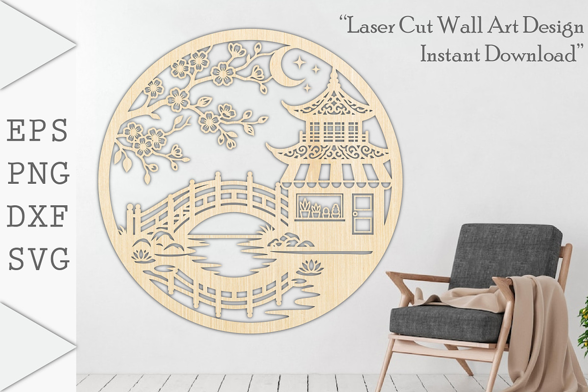 Japanese Bridge Wall Art SVG, a Texture Graphic by Libby Wishes (Photo 1 of 3)