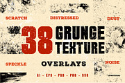 38 Grunge Texture Overlays, a Texture Graphic by Jiwstudio (Thumbnail 1 of 7)