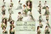 Watercolor Green Brides Clipart, a Person Illustration by NiiiNArt (Thumbnail 1 of 7)