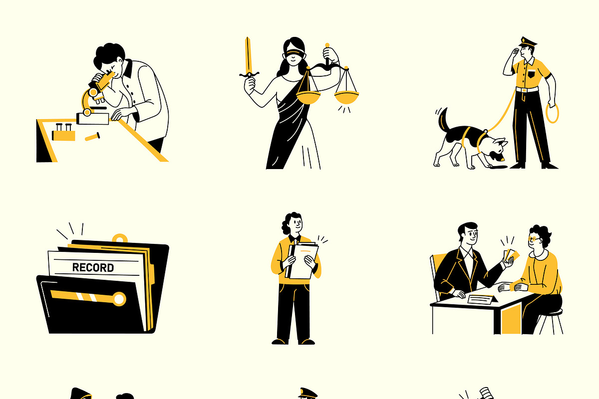 Law Drawing Illustration Set, a Person Illustration by Vectors Market (Photo 9 of 9)