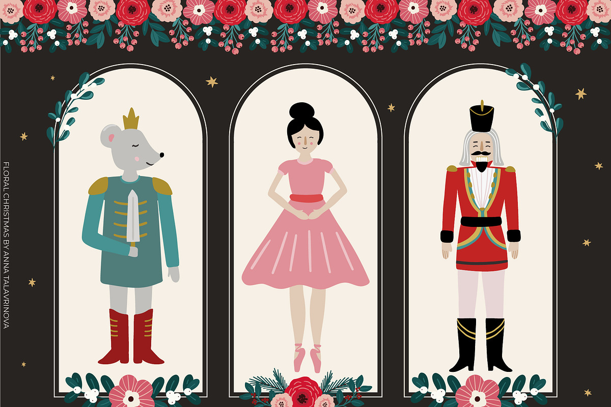 Floral Christmas clipart & pattern, an Animal Illustration by Cozy pattern shop (Photo 7 of 14)