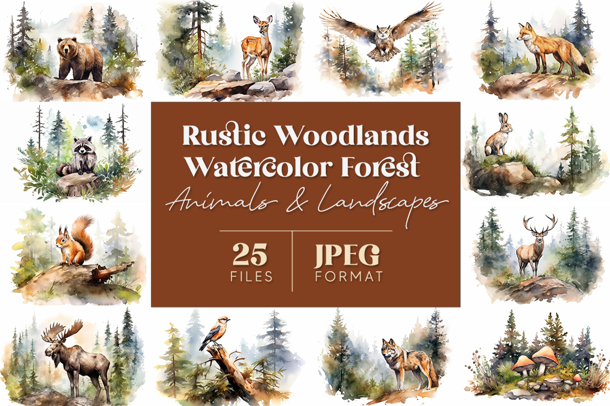 Rustic Watercolor Forest Collection, an Animal Illustration by artsy-fartsy (Photo 1 of 6)