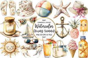 Creamy Summer Sublimation Clipart, an Illustration by OK Design