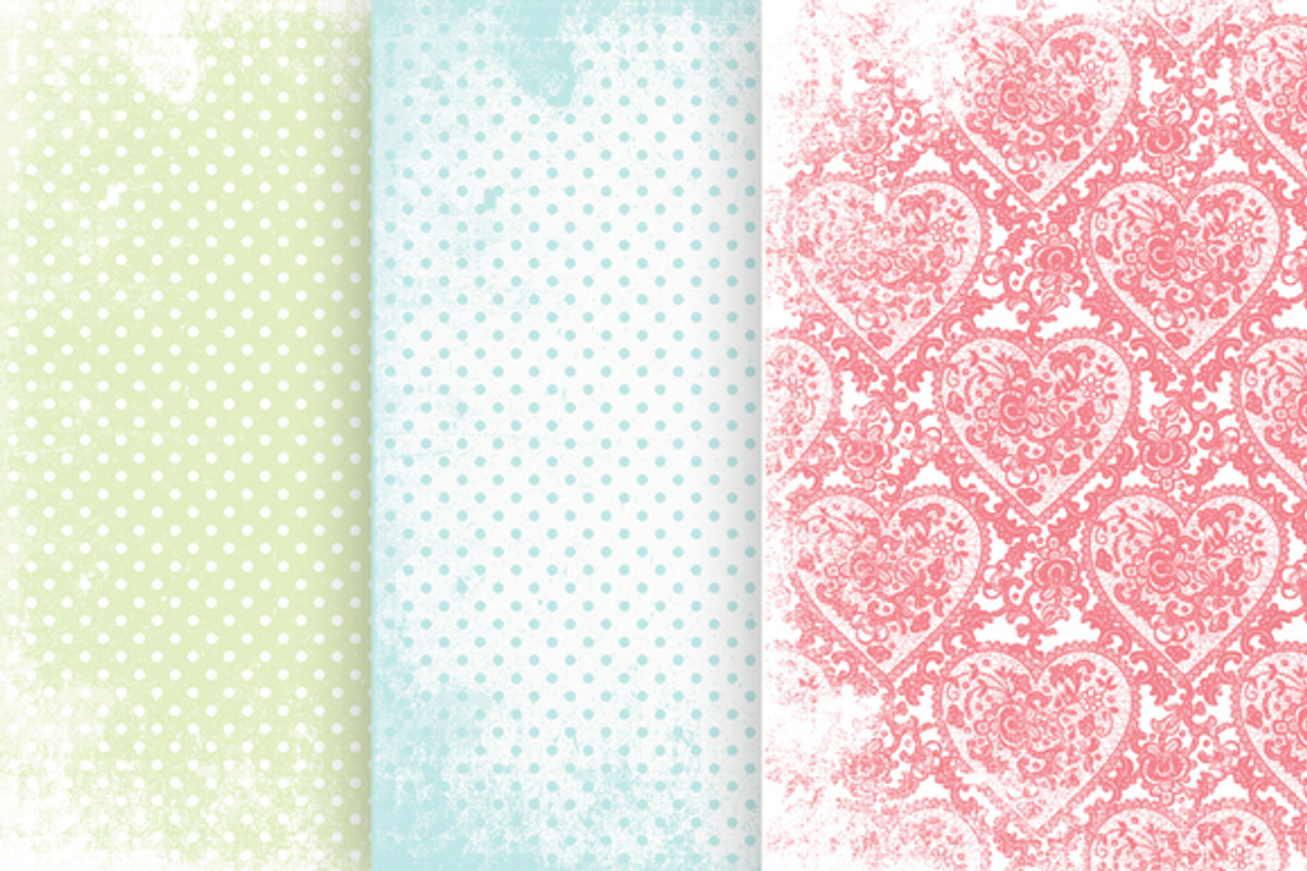 12 Romantic Lace patterned papers preview 5