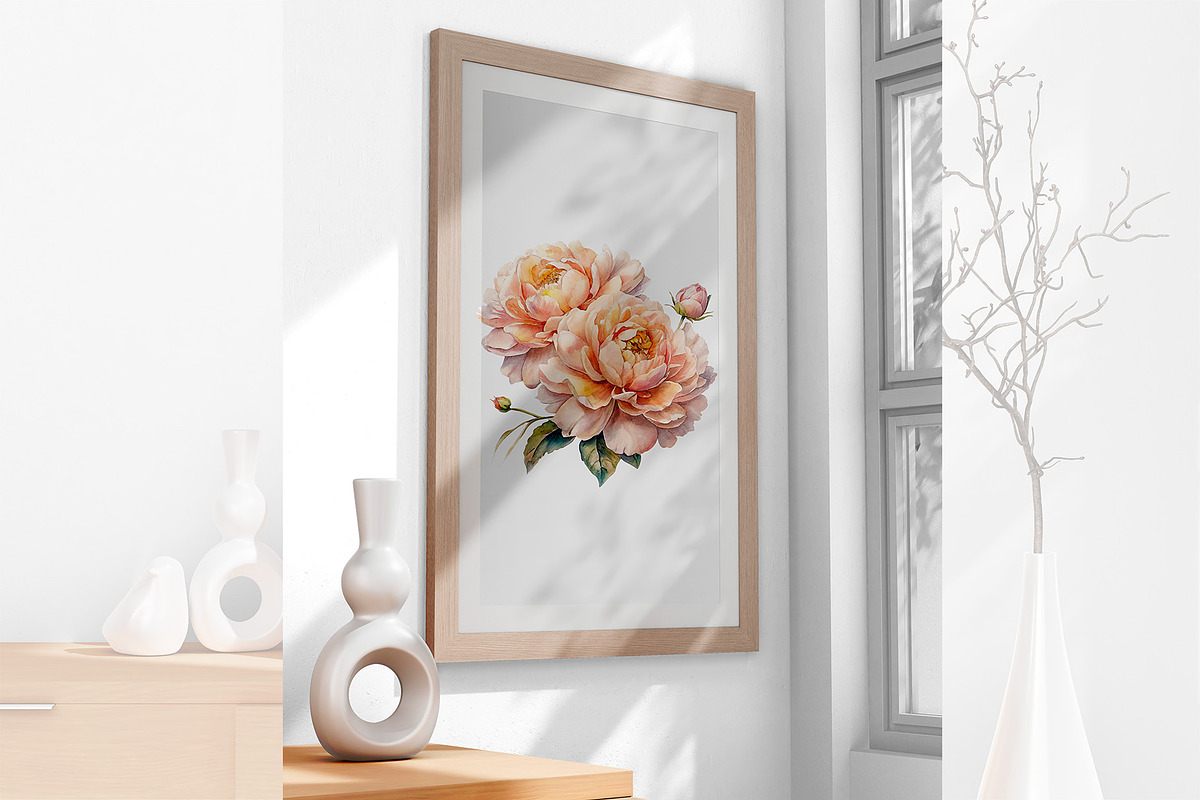 Peach Peony Watercolor Floral, a Decorative Illustration by NatalieArtsDenysenko (Photo 5 of 5)