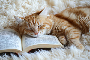 Orange tabby cat peacefully sleeping, a Photo by Iftikhar Alam