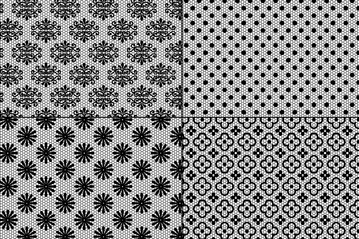 Seamless Black Lace Patterns preview 4