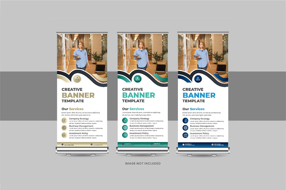Roll-Up Banner, X Banner Design Set, a Stationery Template by Pavel_design (Photo 4 of 11)