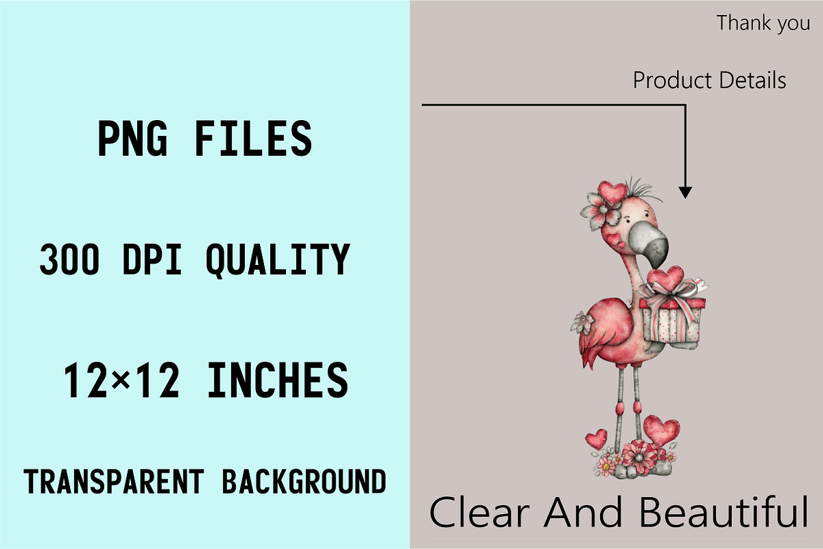 Whimsical Valentine Flamingo Clipart, an Illustration by SVGArt (Photo 3 of 8)