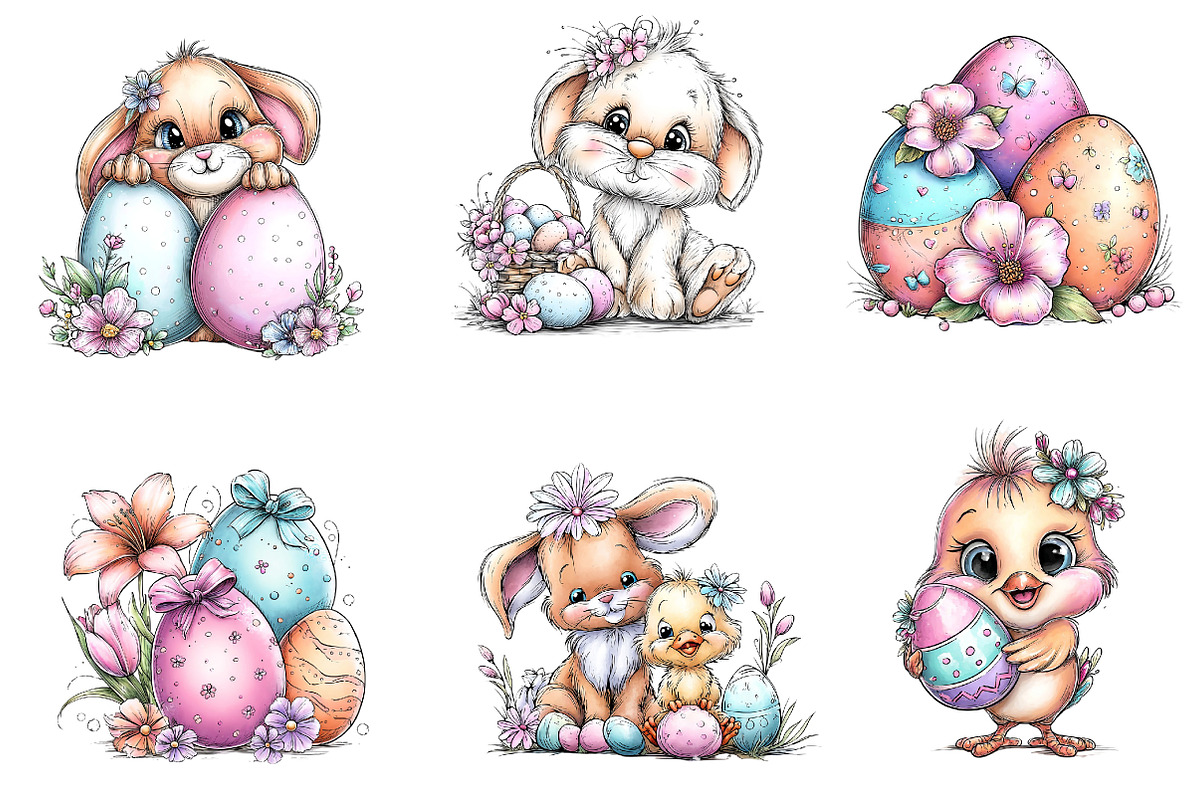 Whimsical Happy Easter Clipart, an Illustration by Dream Creation (Photo 5 of 7)