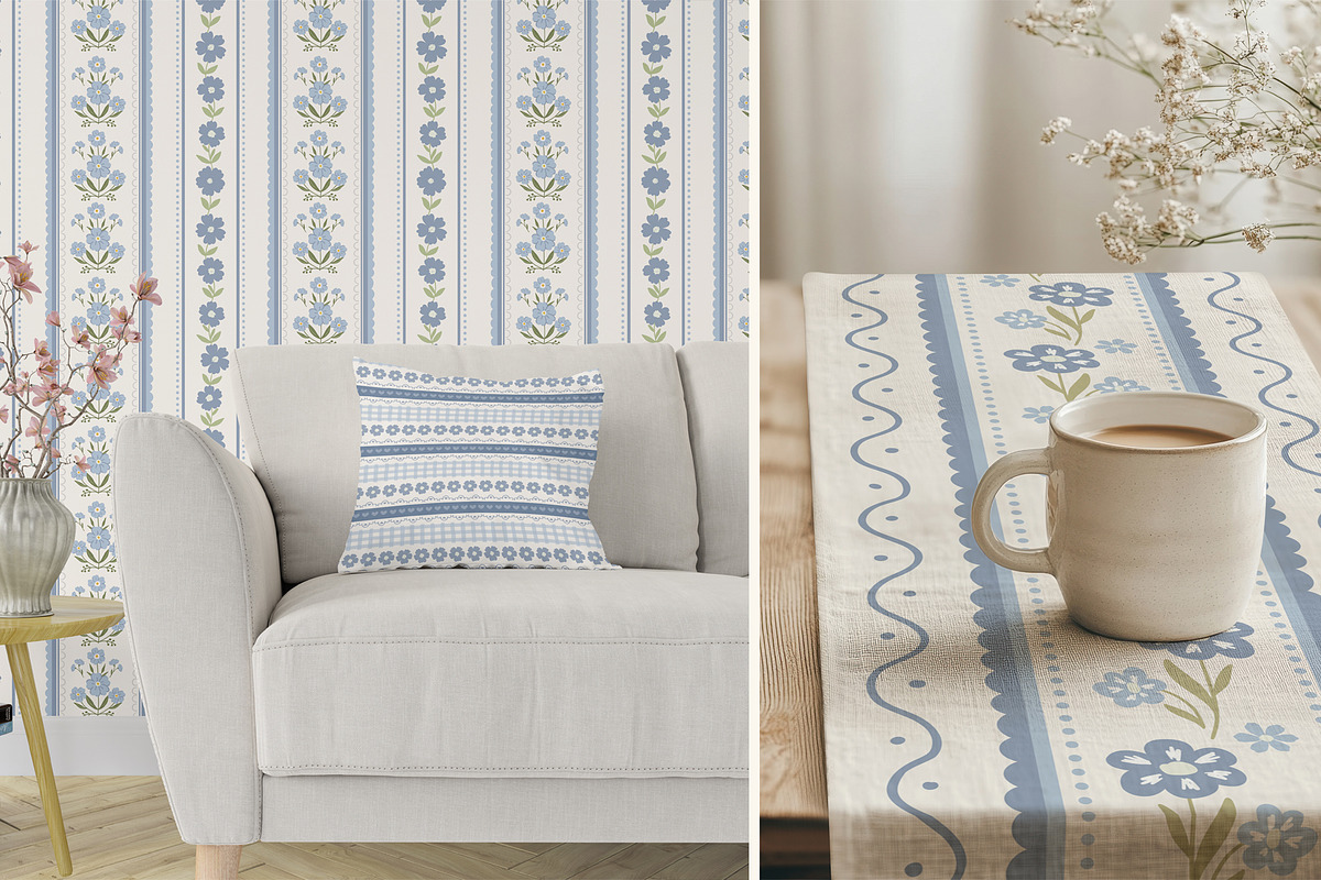 Cottage Dreams patterns, frames, bow, a Pattern Graphic by Cozy pattern shop (Photo 10 of 12)