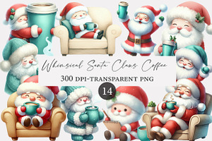 Whimsical Santa Claus & Coffee Clipa, an Illustration by Designworld