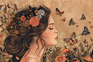 Abstract woman illustration with bea, a Background Photo by Maylianaw28