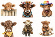 Cute Western Highland Cows Clipart, an Illustration by OK Design (Thumbnail 4 of 5)