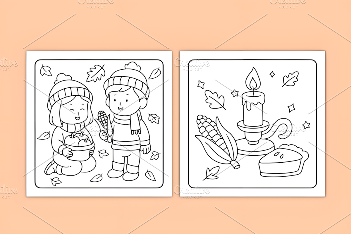 Thanksgiving Simple Coloring Pages, a Seasonal Illustration by Coco Bloom (Photo 2 of 4)