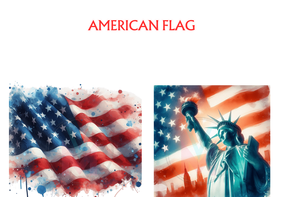 American Flag Clipart Bundle, USA, a Seasonal Illustration by VM PARTYS  BY TAIRUMA (Photo 7 of 10)