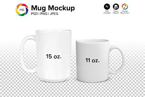 Two Mug Mockup - 11 & 15 oz - PSD